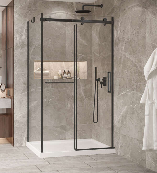 Porte de douche en noir mat BELLINI 2.0