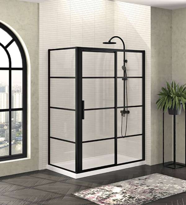 Porte de douche en noir mat MACANEX
