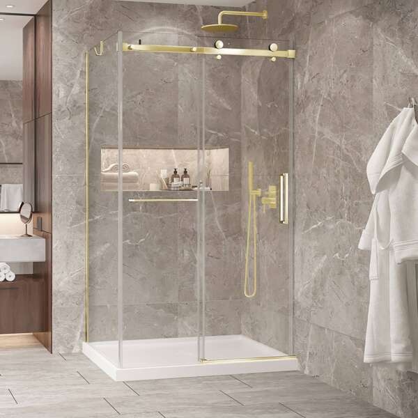 Porte de douche en or brossé BELLINI 2.0