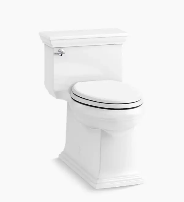 Toilette allongée compacte monopièce Memoirs Stately aux lignes nettes et élégantes, avec siphon dissimulé.