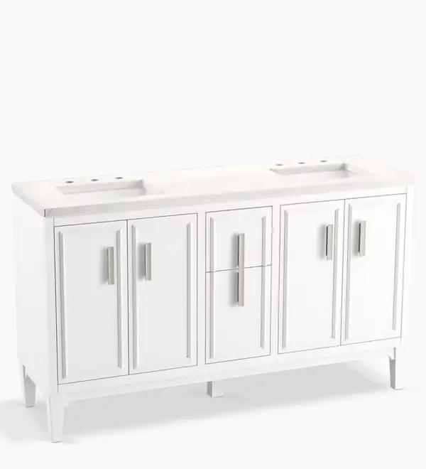 Vanité de salle de bain 60 po SOUTHERK au fini Blanc, par Kohler