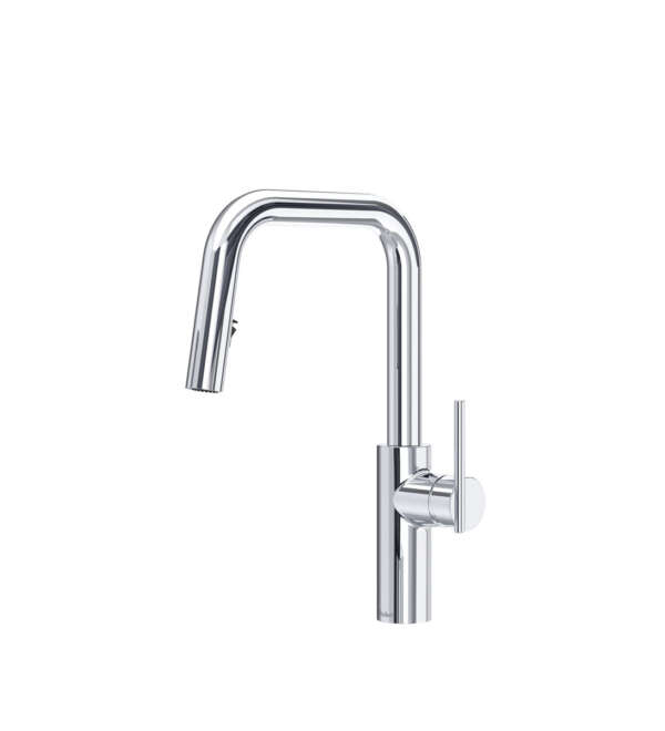 Robinet de cuisine rétractable à bec en U LATÉRAL de couleur chrome, offert chez Thalassa Laval