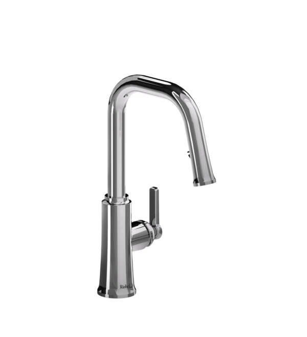 Robinet de cuisine rétractable à bec en U TRATTORIA au fini chrome, offert chez Thalassa Laval